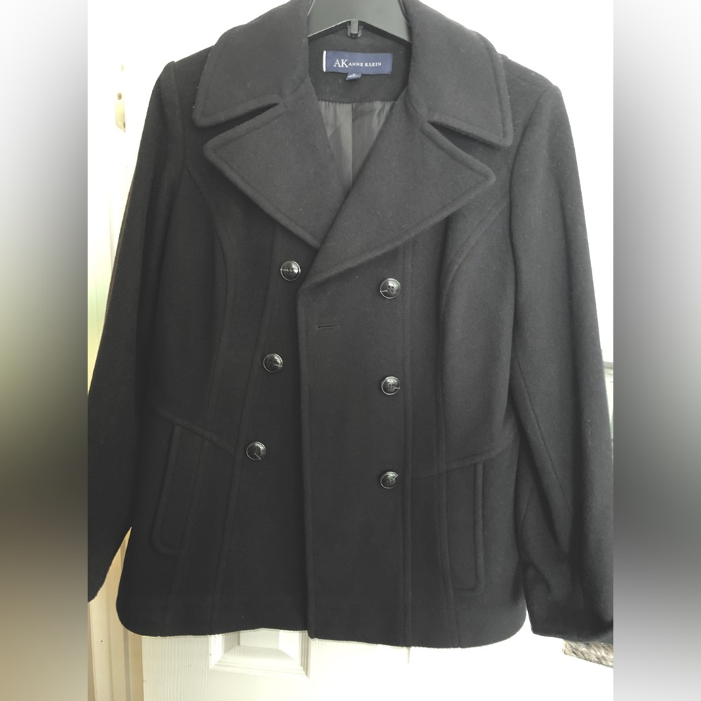 Anne Klein wool blend black peacoat